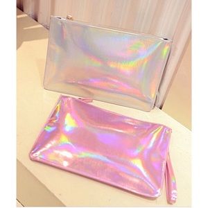 Luxee Ville Jenna Pink Holographic Clutch Bag